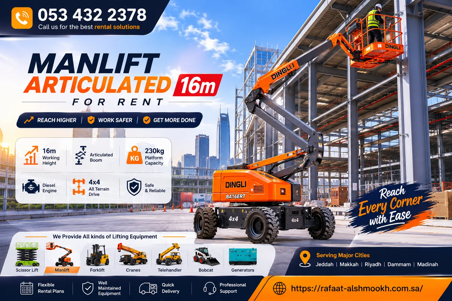 14m 16m 18m Manlift Articulated for rent 2026