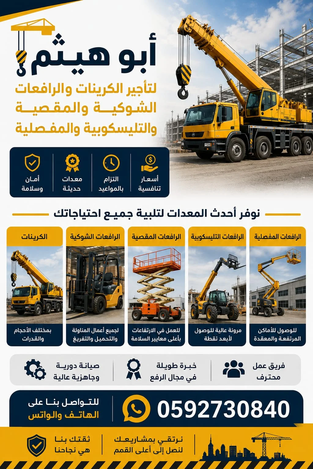 كرينات موبايل وهيدروليكيه للايجار 2026 وسيزر لفت ورافعات شوكيه ومان لفت
