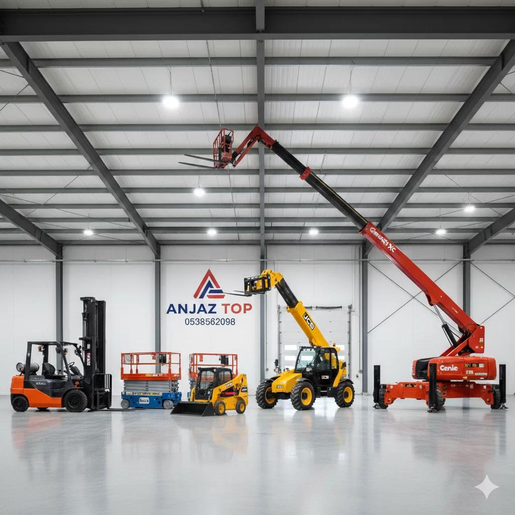 رافعات شوكيه فوركلفت للايجار سيزرلفت للايجار مان لفت جي سي بي تليهاندر بوبكات كرينات للايجار