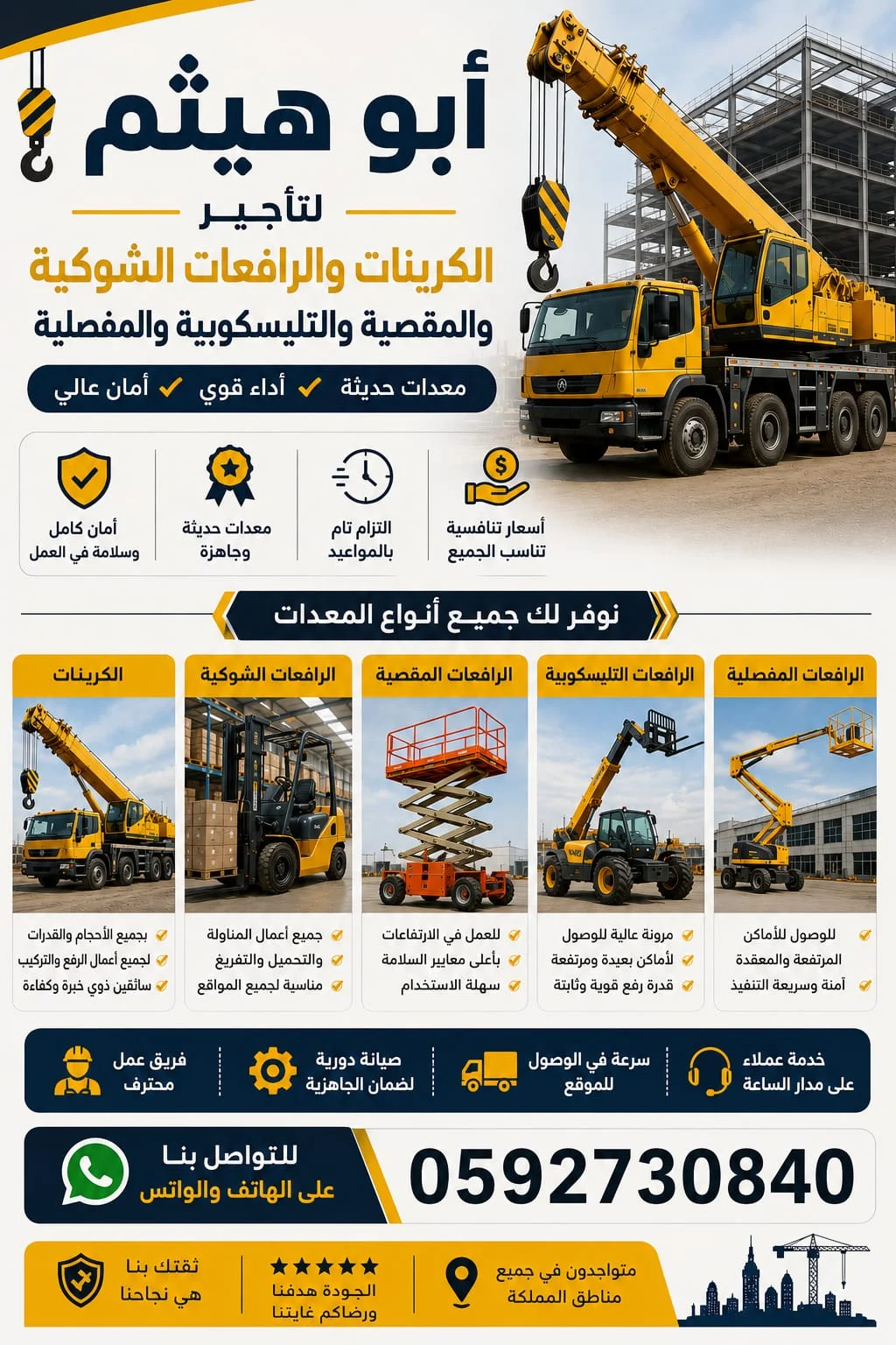 مان لفت 14m,16m,22m,24m,28m,34m,38m,44m للايجار وسيزرلفت ورافعات شوكيه وكرينات للايجار
