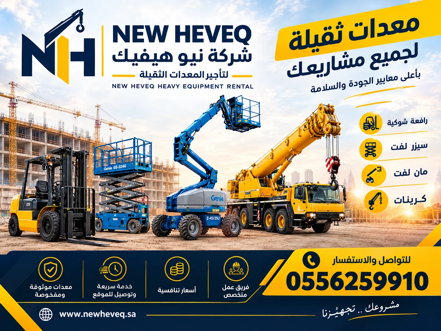 تأجير رافعة شوكية (فوركلفت) 3 طن – 7 طن – 10 طن – 16 طن في المدينة المنورة