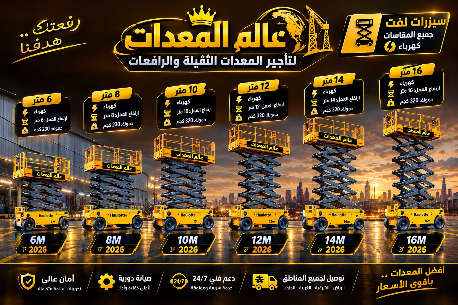 عالم المعدات لتأجير | فوركلفت للإيجار في جدة / سيزر لفت للإيجار